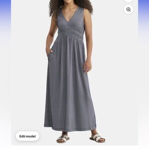 Navy stripe maxi dress